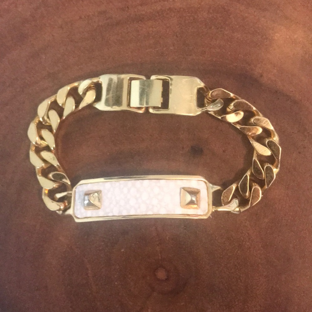 Vince Camuto pyramid leather ID bracelet